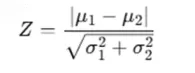 Z-score equation for comparing group means after imputation.